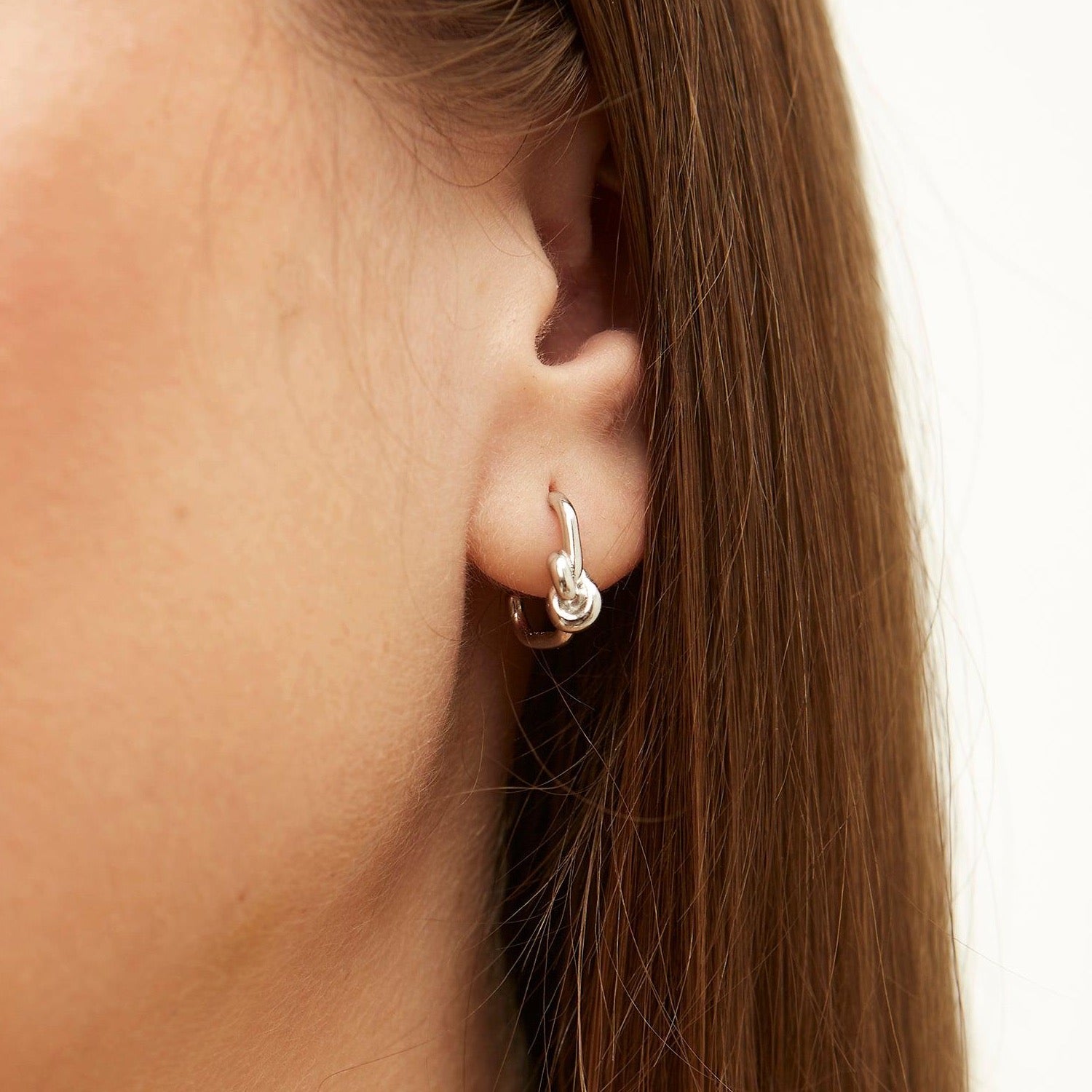 Semi Hoop Knot Sterling Silver Earring Rose Gold