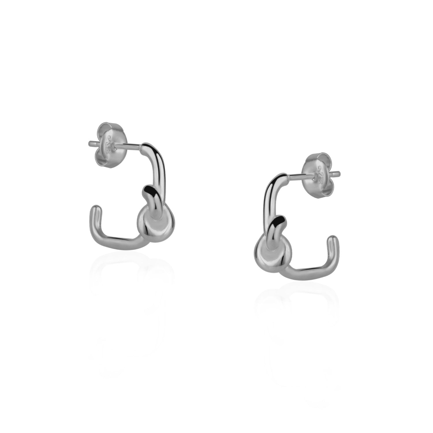 Semi Hoop Knot Sterling Silver Earring Silver