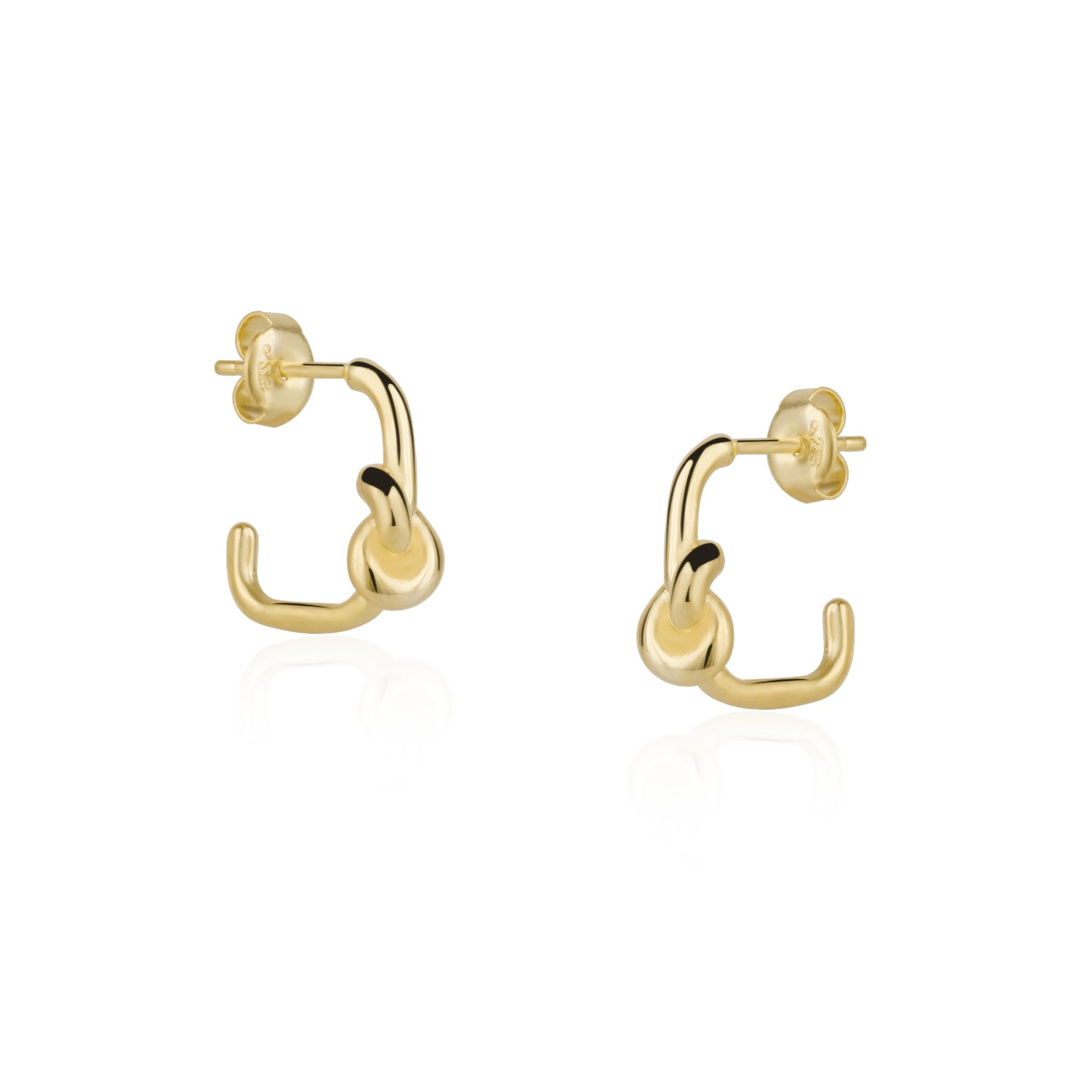 Semi Hoop Knot Sterling Silver Earrings - Gold