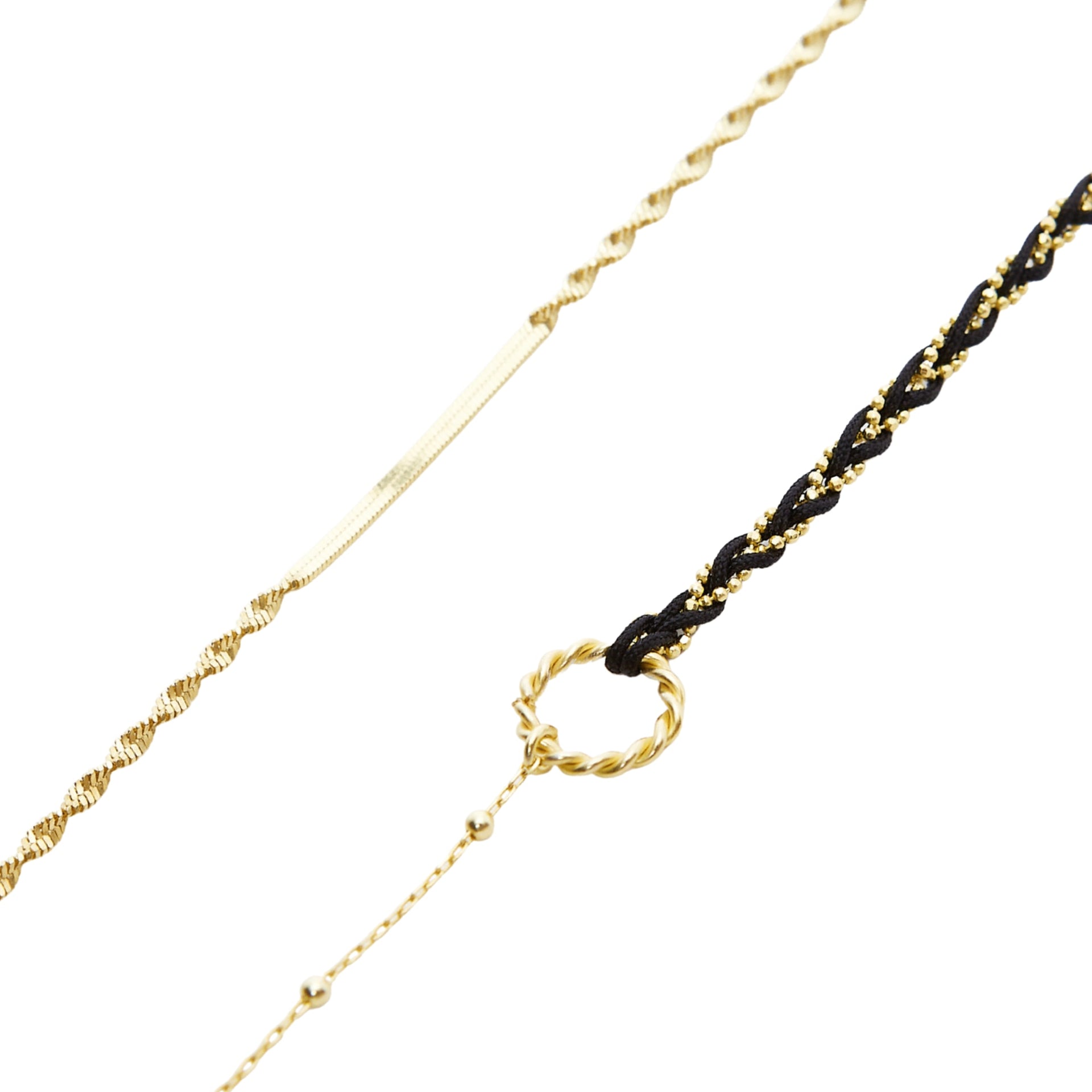 Semi Twisted & Handmade Braided Sterling Silver Bracelet Set - Black