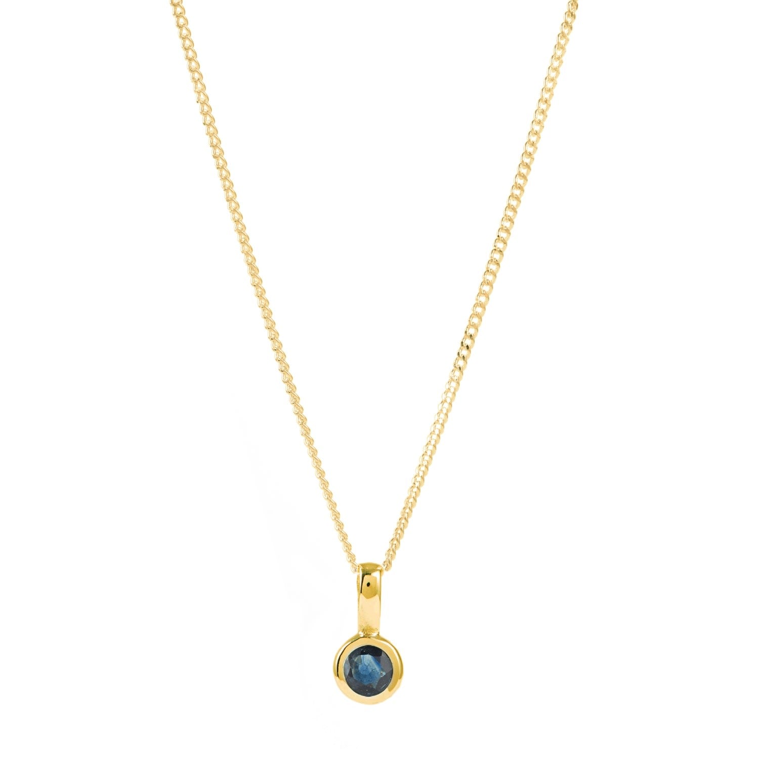 September Birthstone Charm Gold Vermeil Necklace - Sapphire