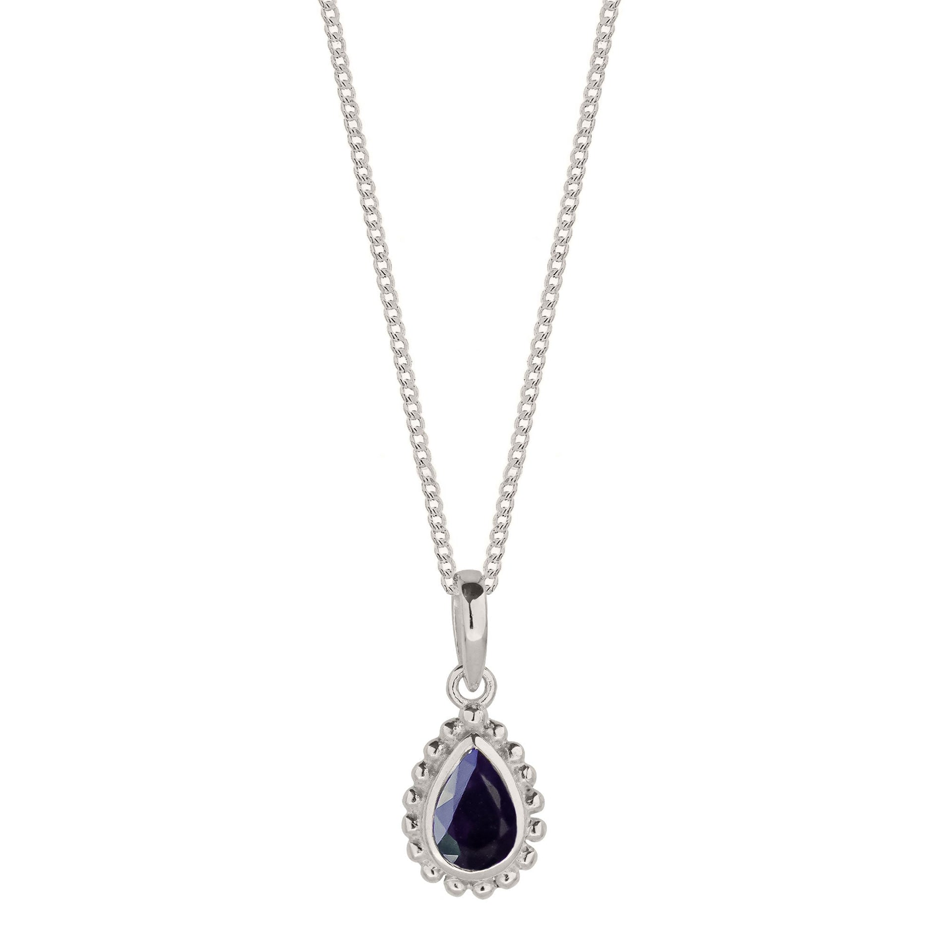 September Birthstone Sterling Silver Necklace - Black Sapphire