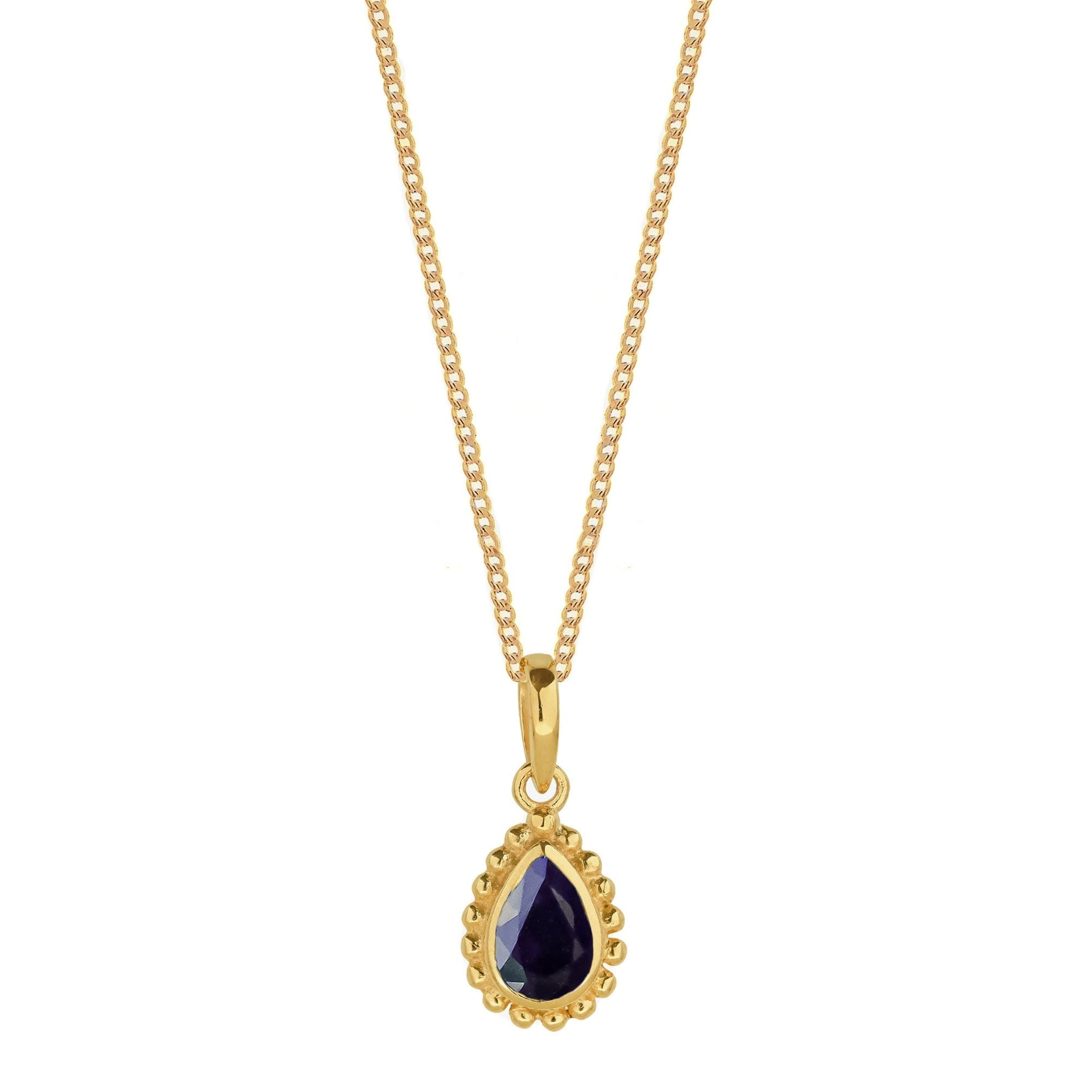 September Birthstone Gold Necklace - Black Sapphire