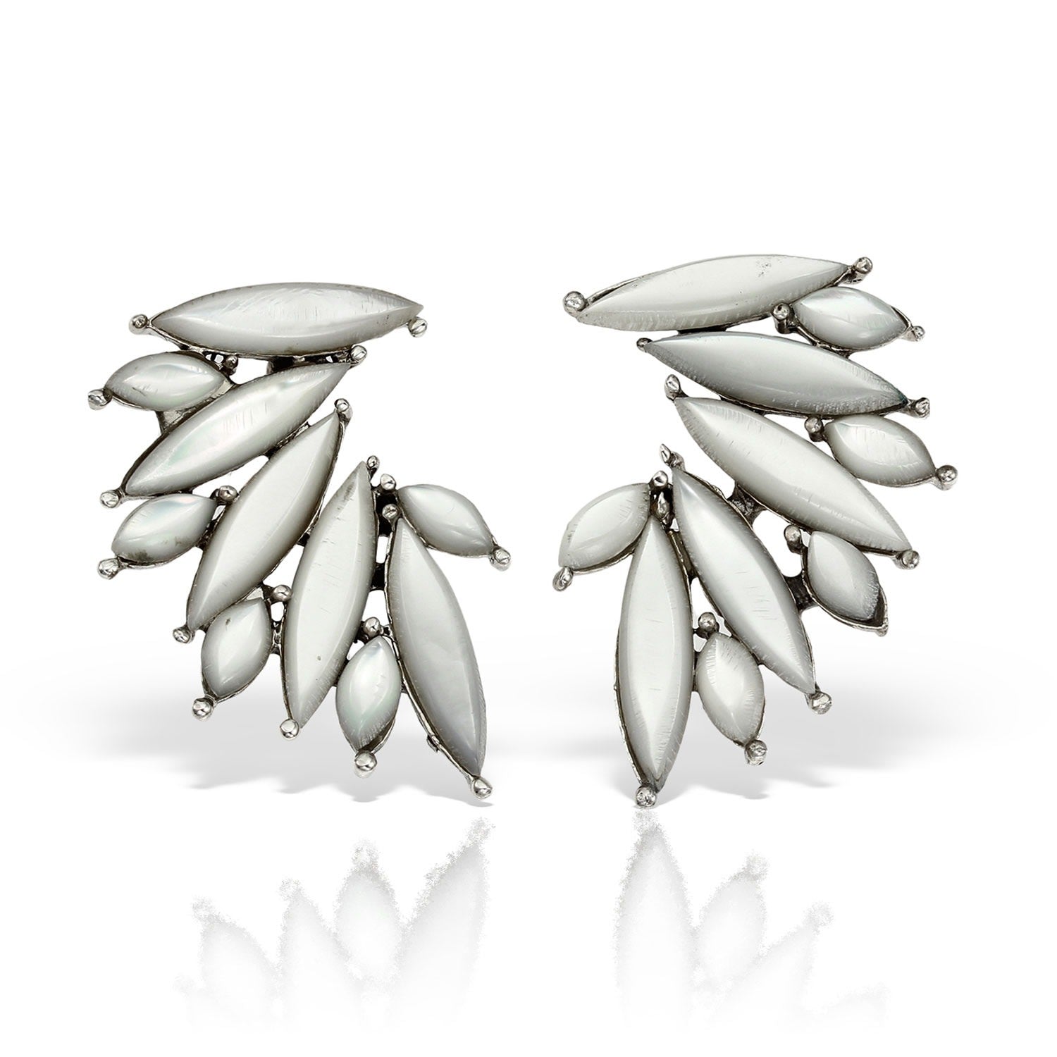Serafim White Wing Earrings, Mother Of Pearl In Sterling Silver