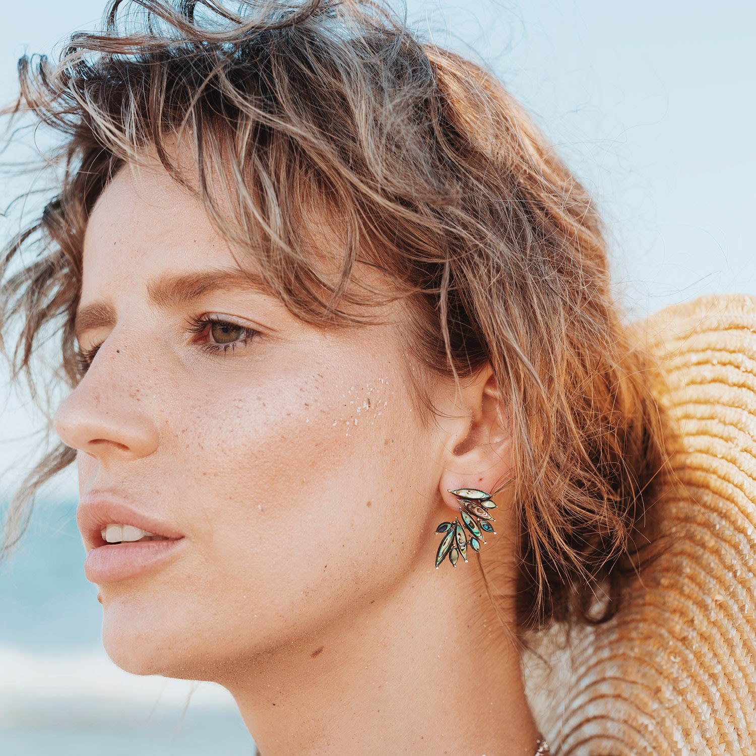 Serafim White Wing Earrings, Mother Of Pearl In Sterling Silver