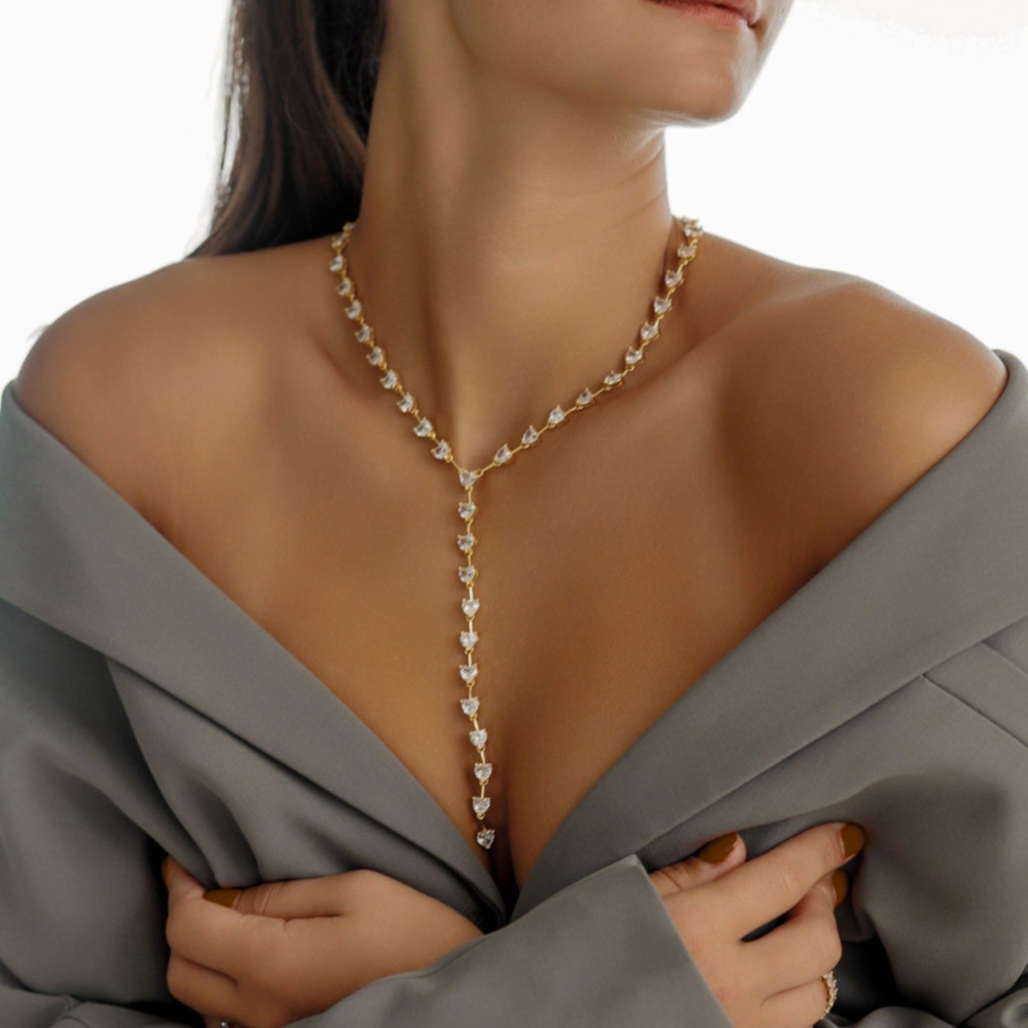 Seraphine Y Shaped Statement Zirconia Stone Necklace