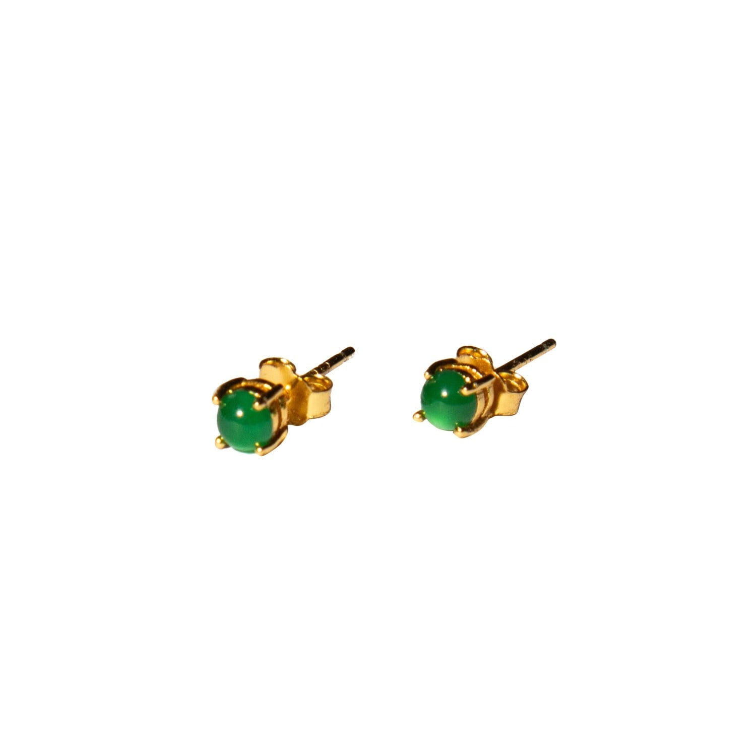 Seree Atelier Remi Imperial Green Jade Stud Earrings - 14K Solid Gold