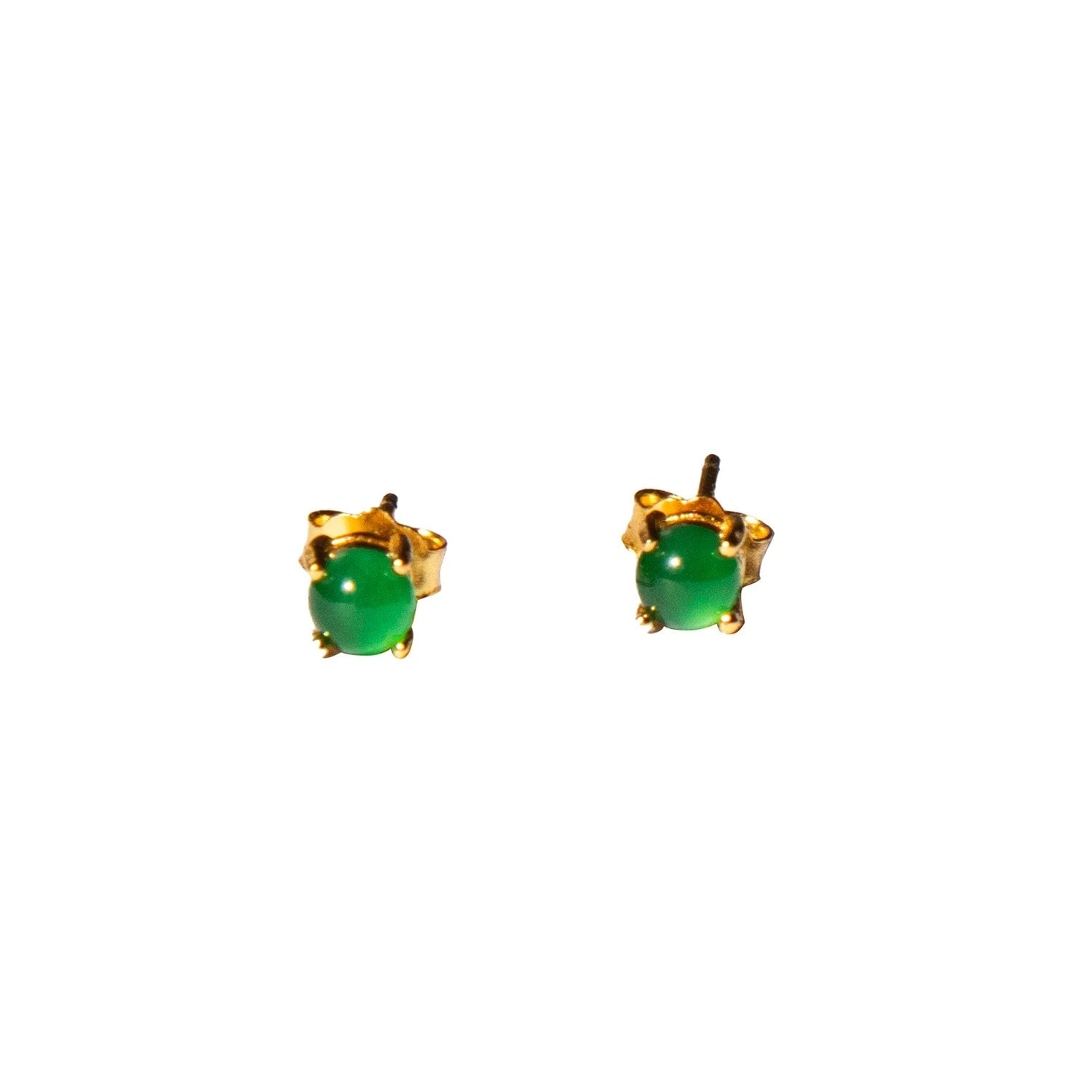 Seree Atelier Remi Imperial Green Jade Stud Earrings - 14K Solid Gold