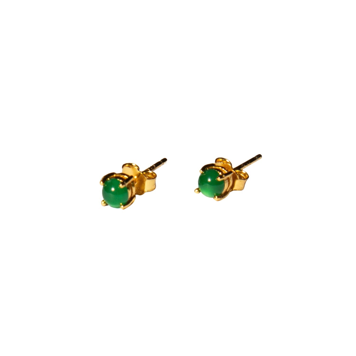 Seree Atelier Remi Imperial Green Jade Stud Earrings - Gold Plated