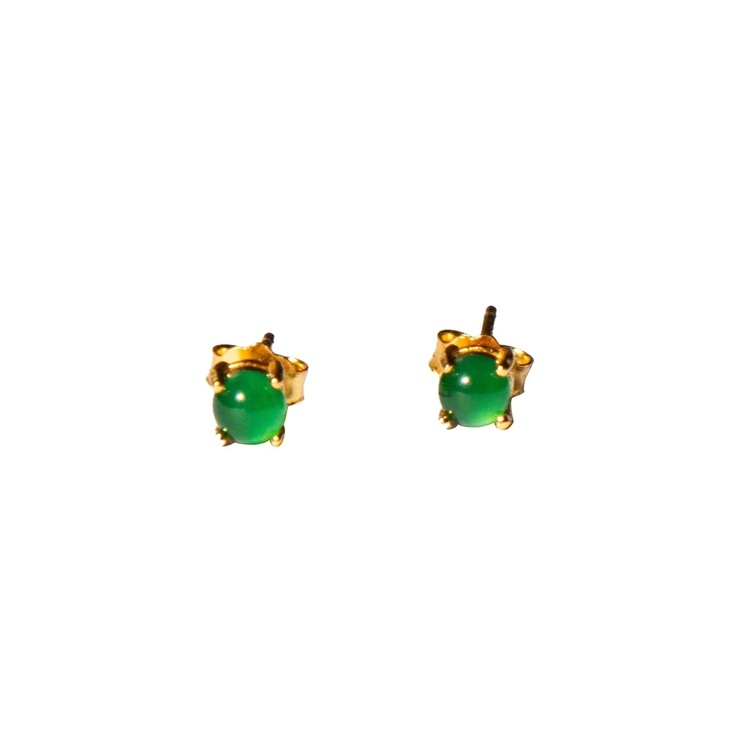 Seree Atelier Remi Imperial Green Jade Stud Earrings - Gold Plated