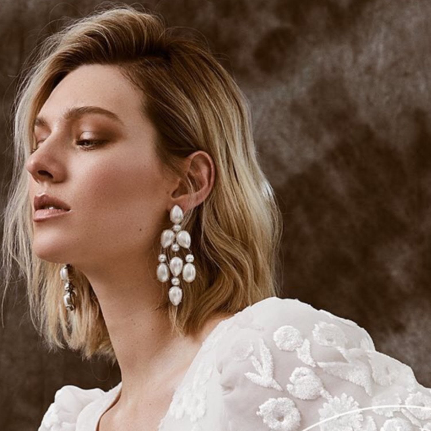 Serena Earrings - Rose Gold, White