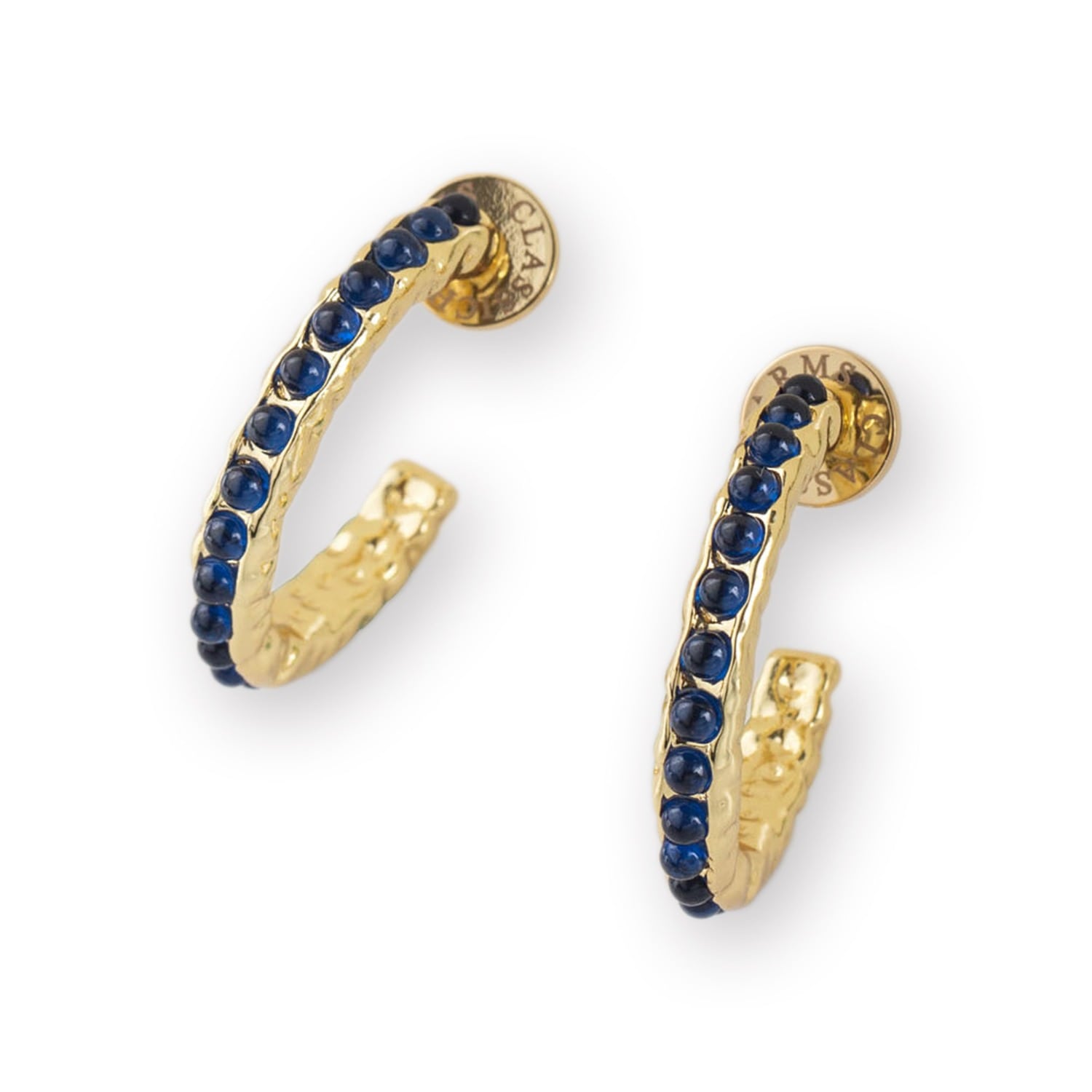 Serena Gold Blue Sapphire Gemstone Hoop Earrings