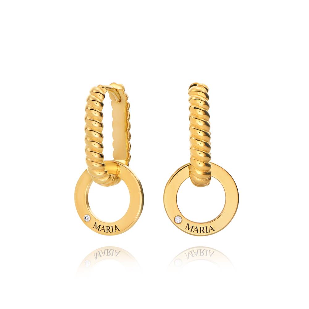 Serena Name Huggies with Diamonds in 18K Gold Vermeil