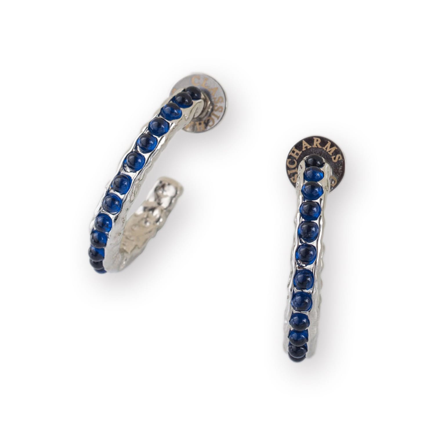 Serena Silver Blue Sapphire Gemstone Hoop Earrings