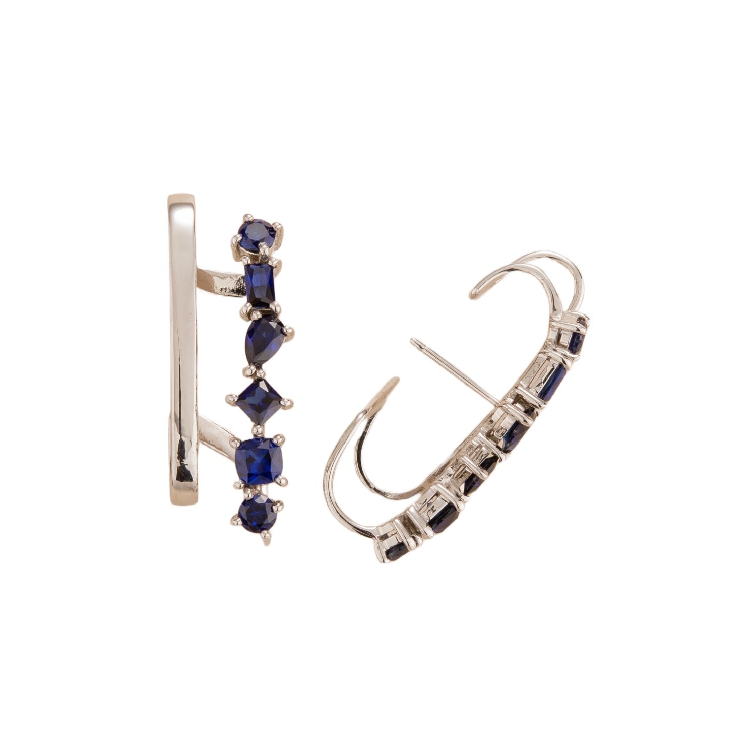 Serene White Gold Earrings In Blue Sapphire