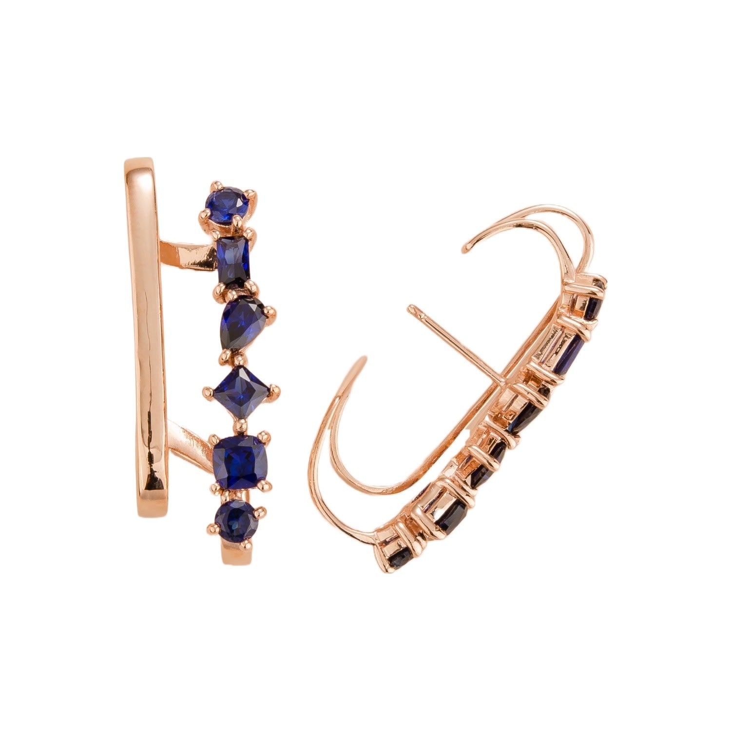 Serene Rose Gold Earrings In Blue Sapphire