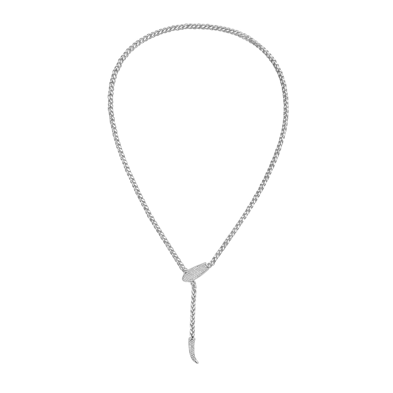 Serpent Choker Necklace In White Gold With Pave Diamond Accents