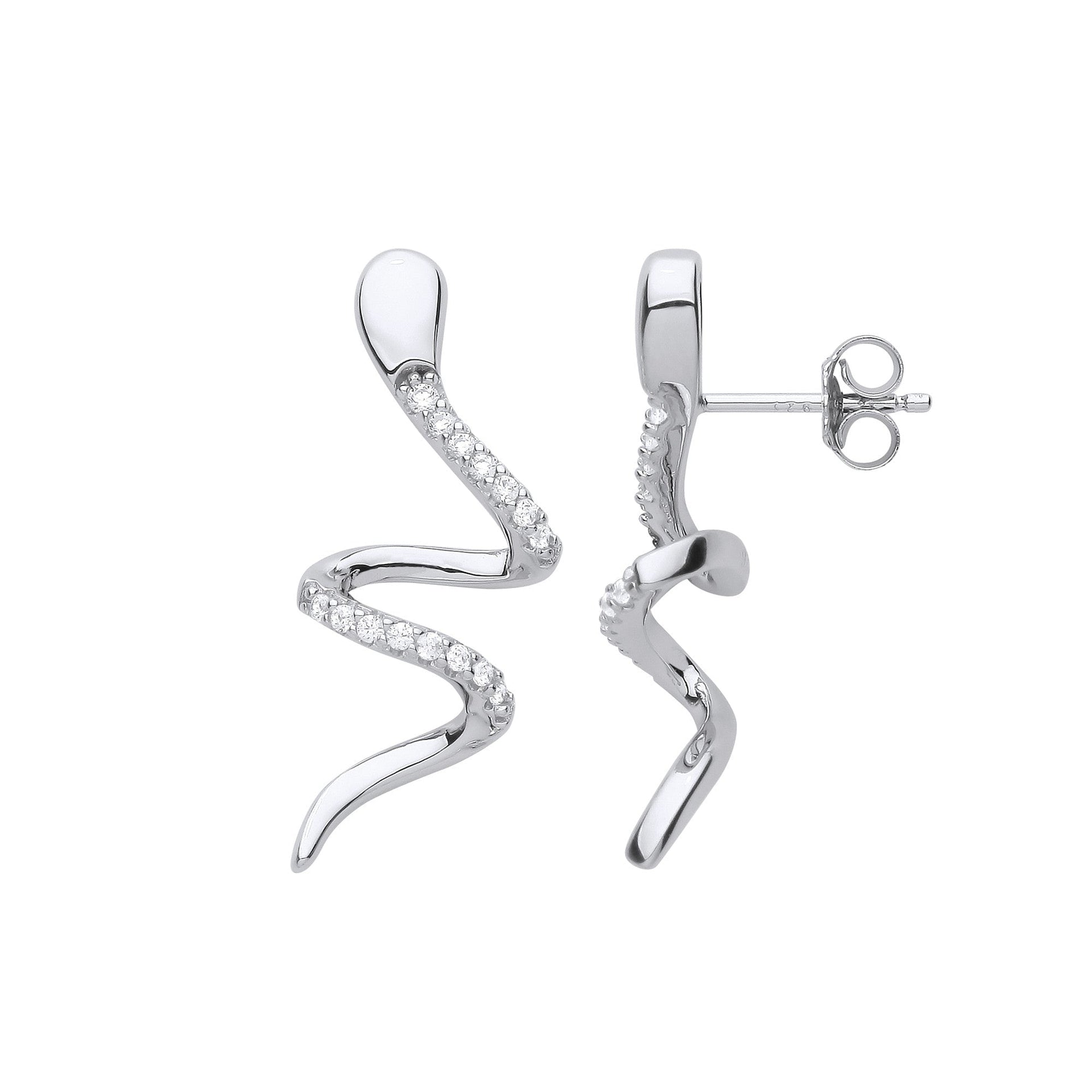 Serpent's Whisper Sterling Silver Drop Earrings