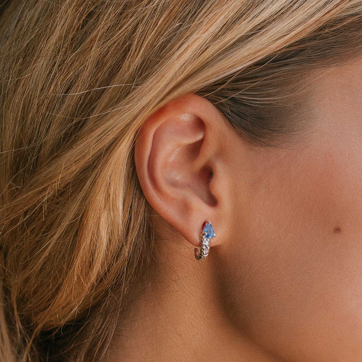 Serpenti Silver Stud Earrings - Kyanite