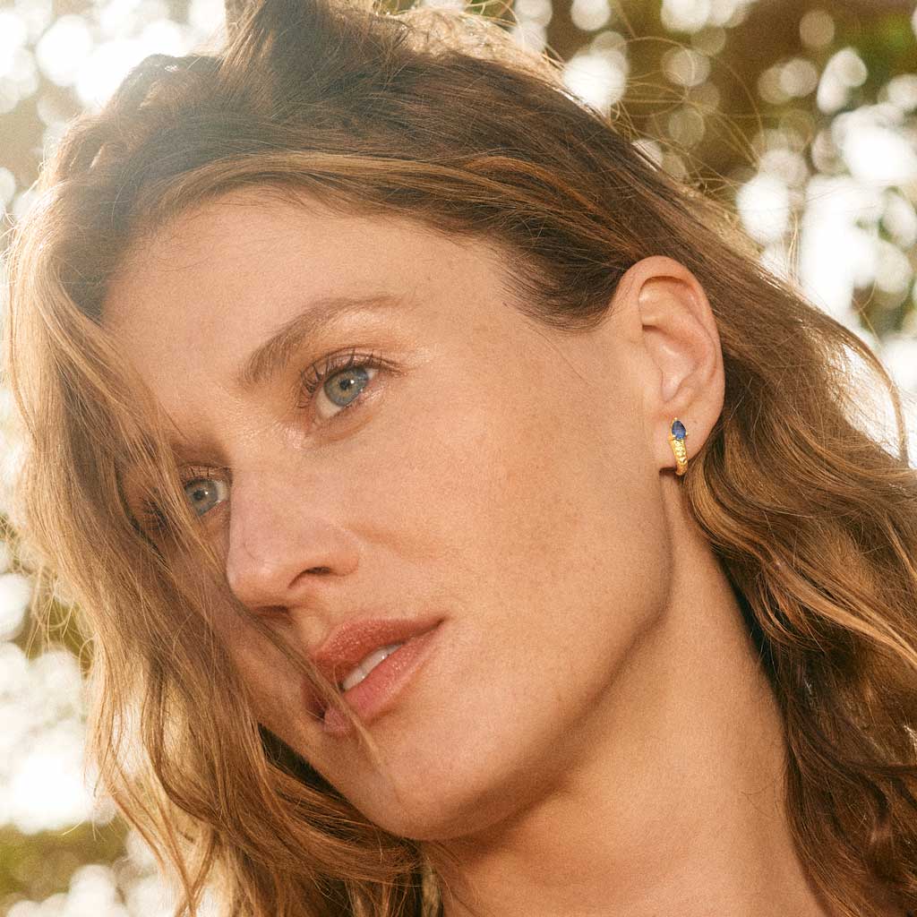 Serpenti Gold Stud Earrings - Kyanite