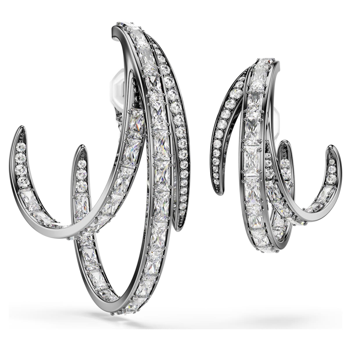 THE VIENNA COLLECTION EAR CUFF SET 3 FEATHER WHITE RUTHENIUM PLATED