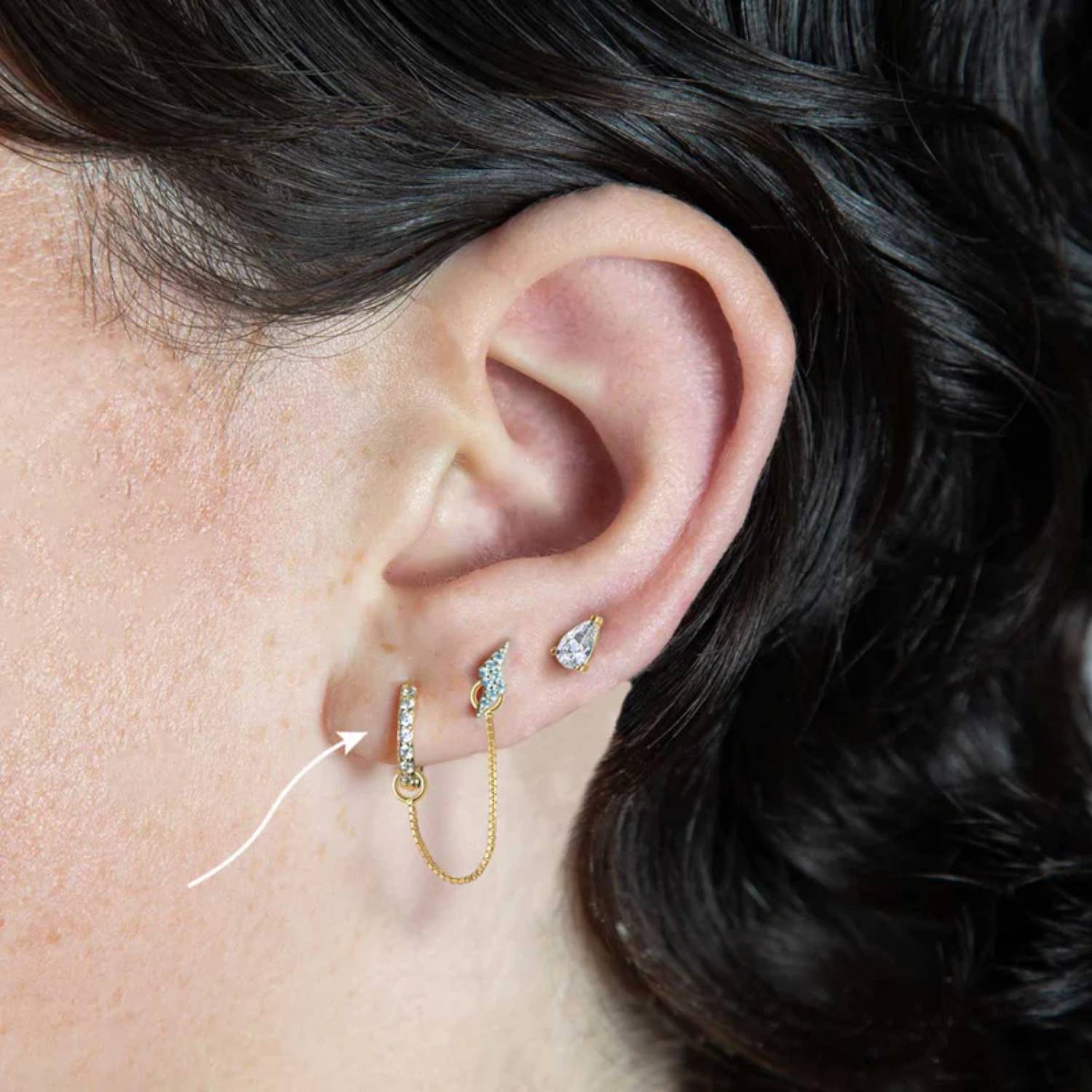 Seven Mm Gold Pave Hoop Earring