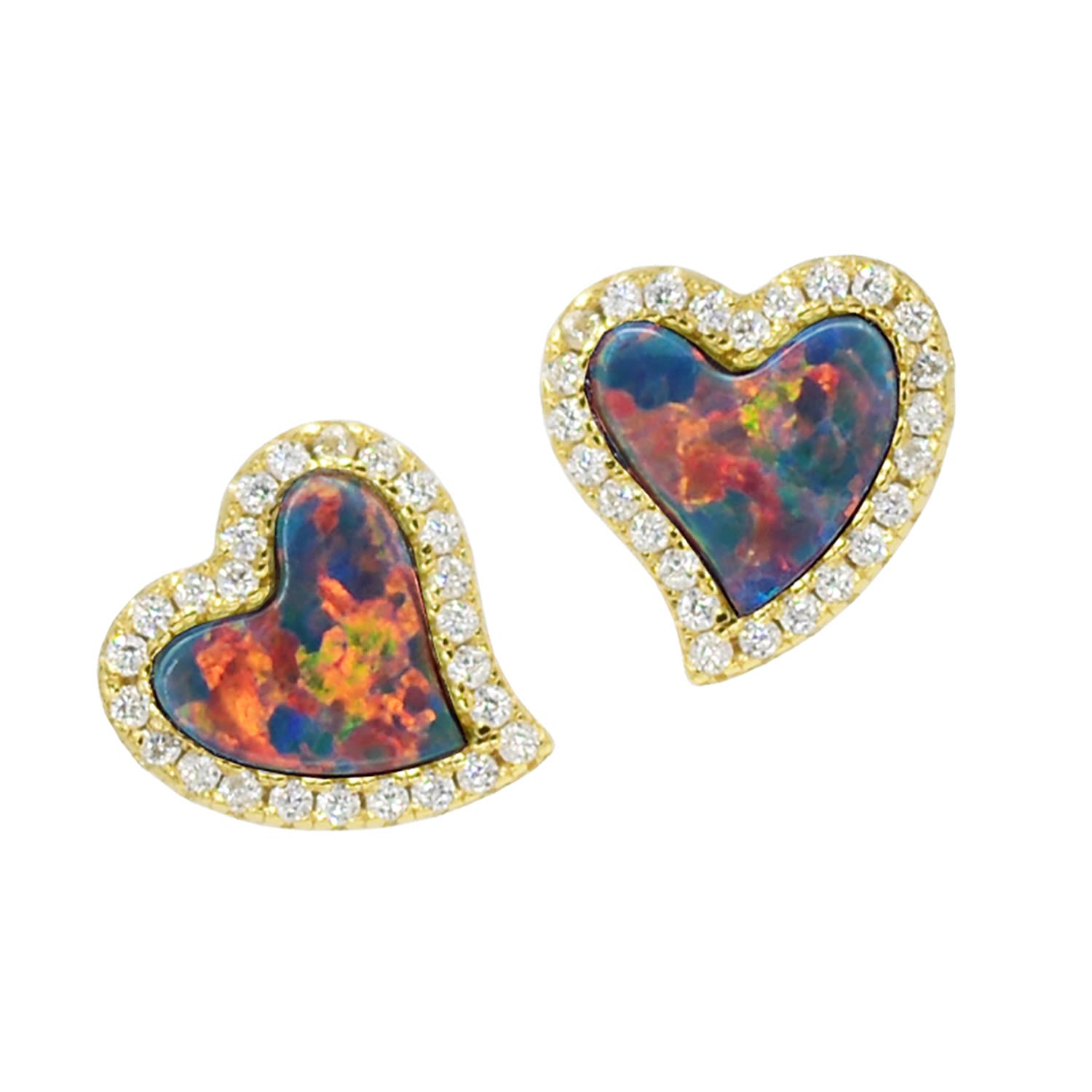 Amore Heart Stud Earrings - Black