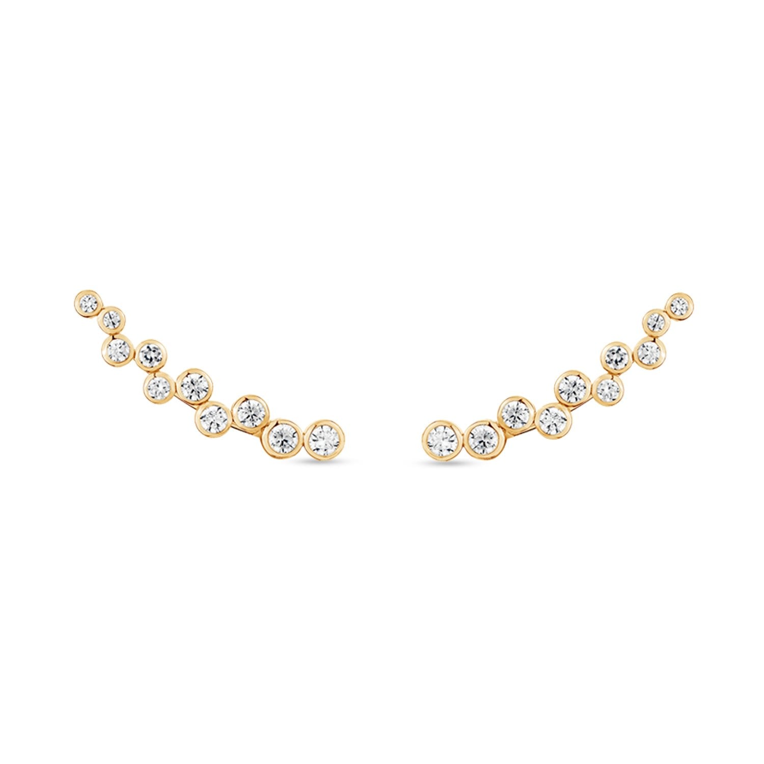 Minx Ear Climber With Man Made Cz Diamond Stimulant In Sterling Silver & 18K Gold Vermeil