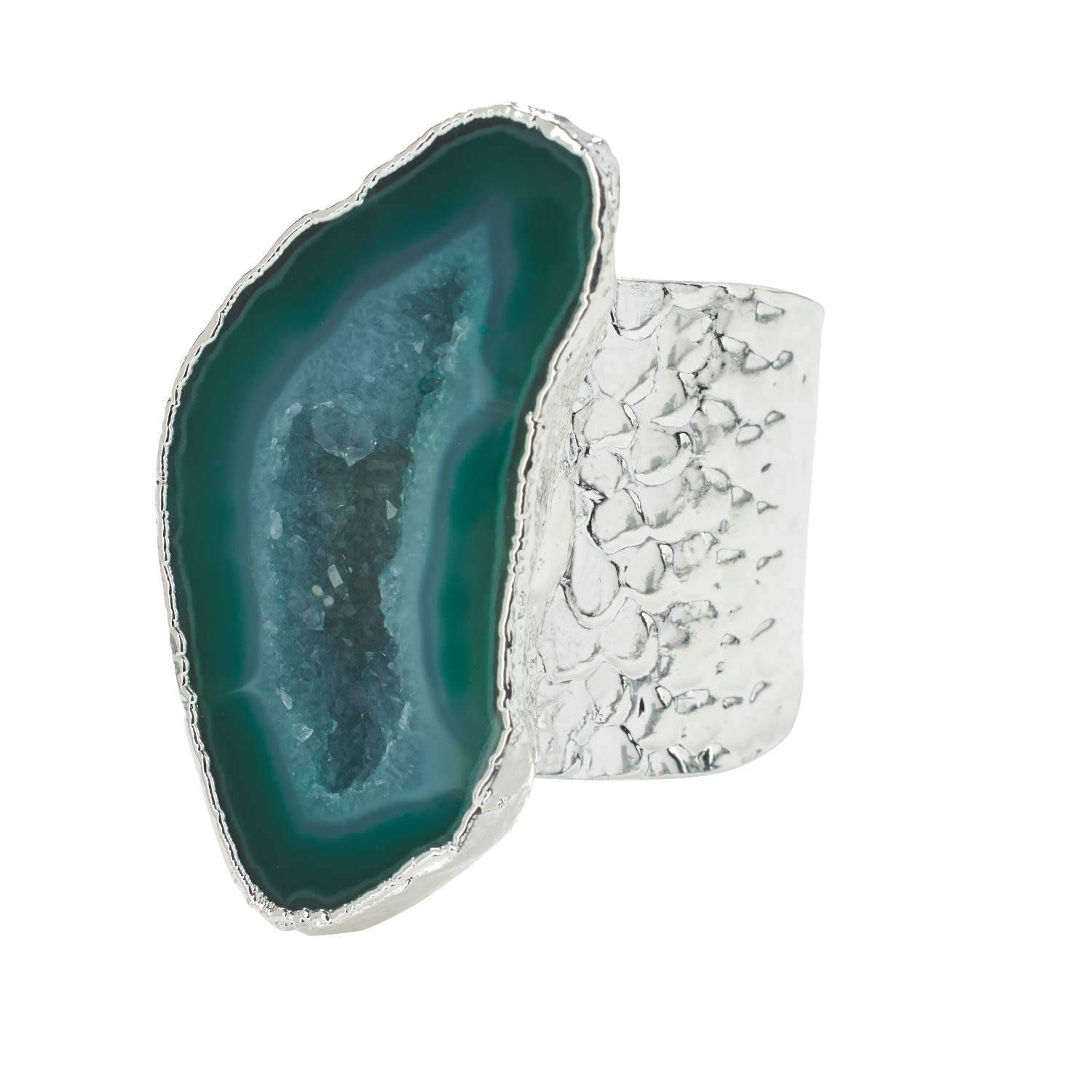 Silver Green Gemstone Mega Ring