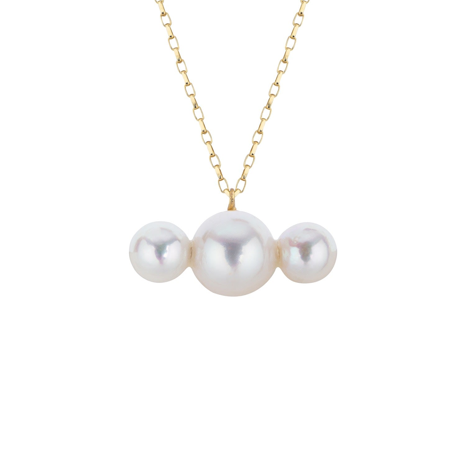 Tria Pearl Chain Necklace - Solid 9Ct Gold