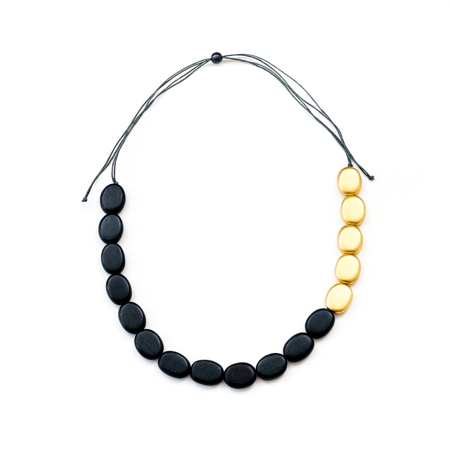 Guija Statement Necklace, Charcoal & Gold