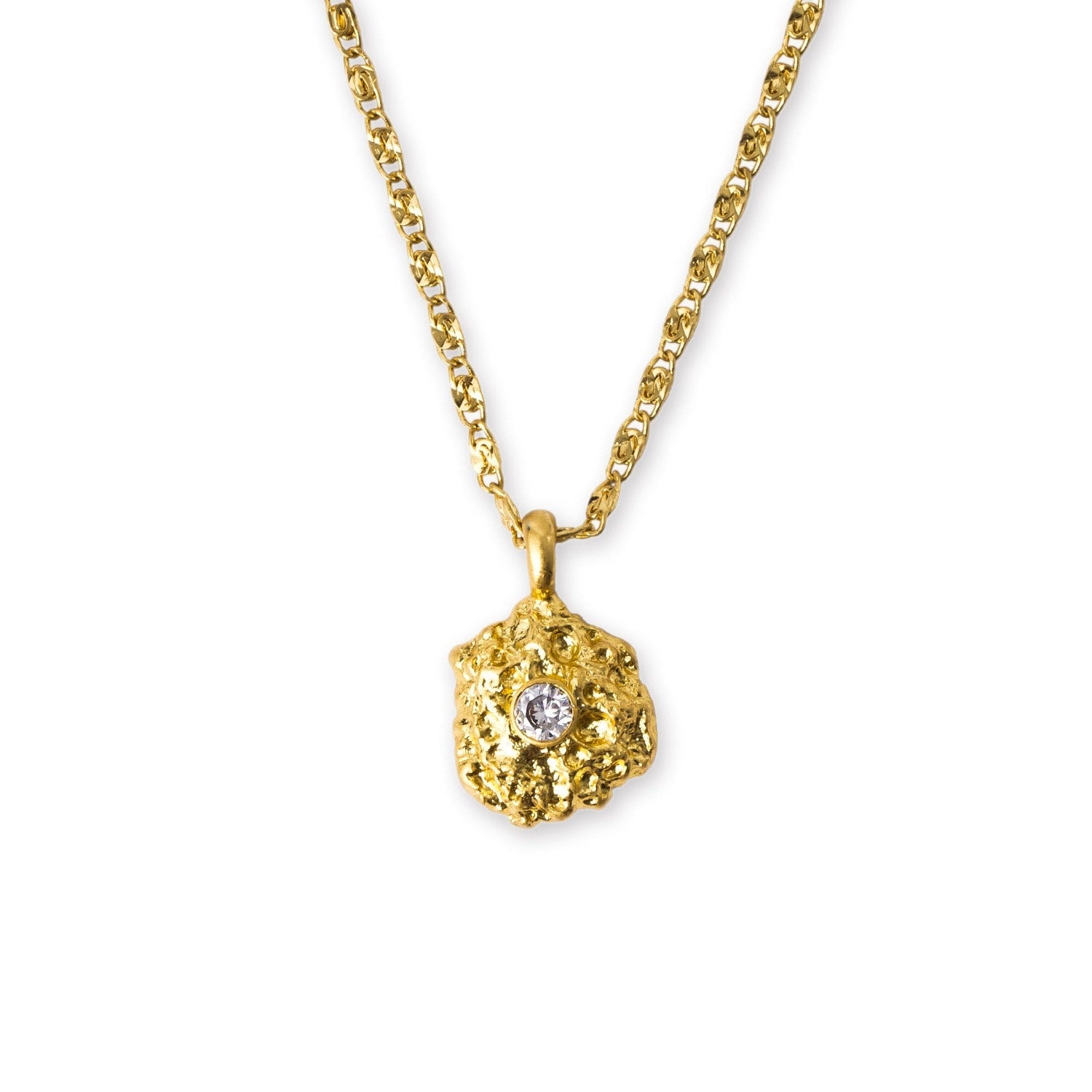 Shayla Gold Molten Clear Zirconia Pendant Necklace