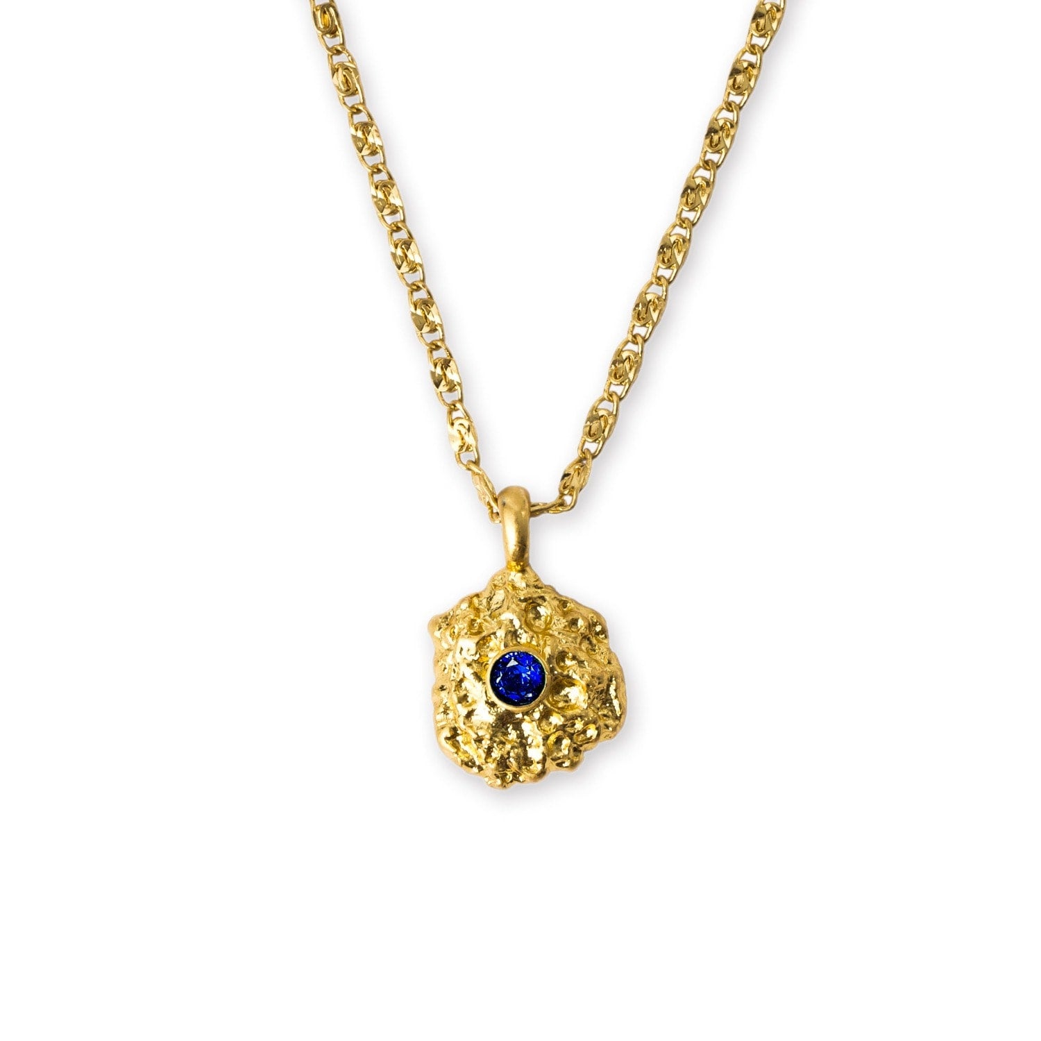 Shayla Gold Molten Royal Blue Zirconia Pendant Necklace