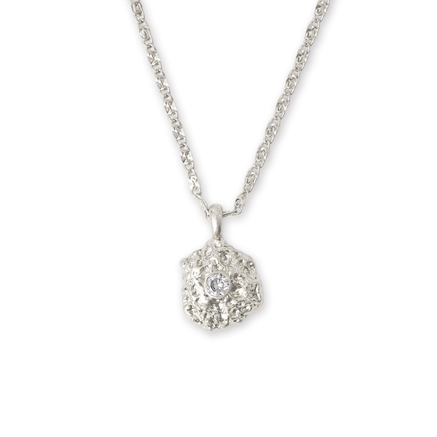 Shayla Silver Molten Clear Zirconia Pendant Necklace