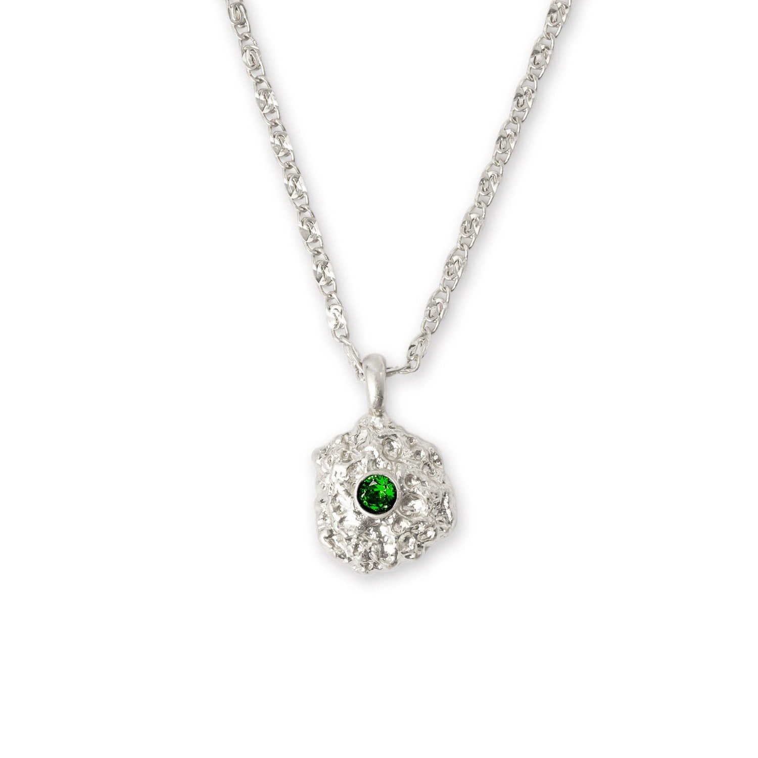 Shayla Silver Molten Emerald Zirconia Pendant Necklace