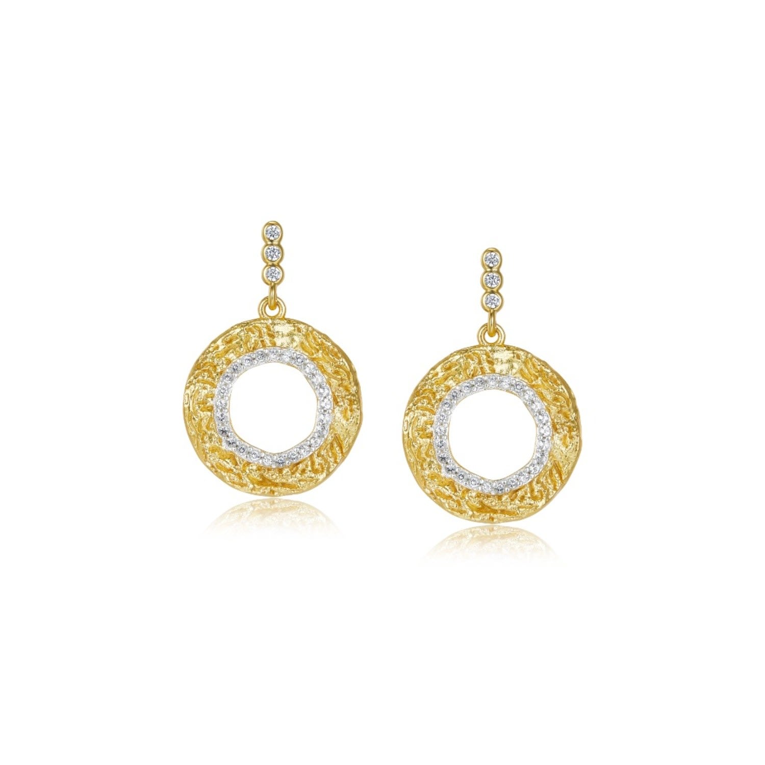 Shen Gold Vermeil Mixed Tone Circle Textured Earrings
