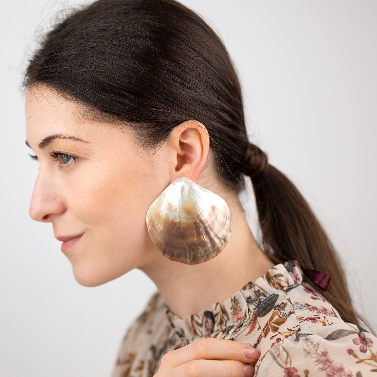 One Of A Kind Big Shimmering Natural Shells & Silver Statement Earrings