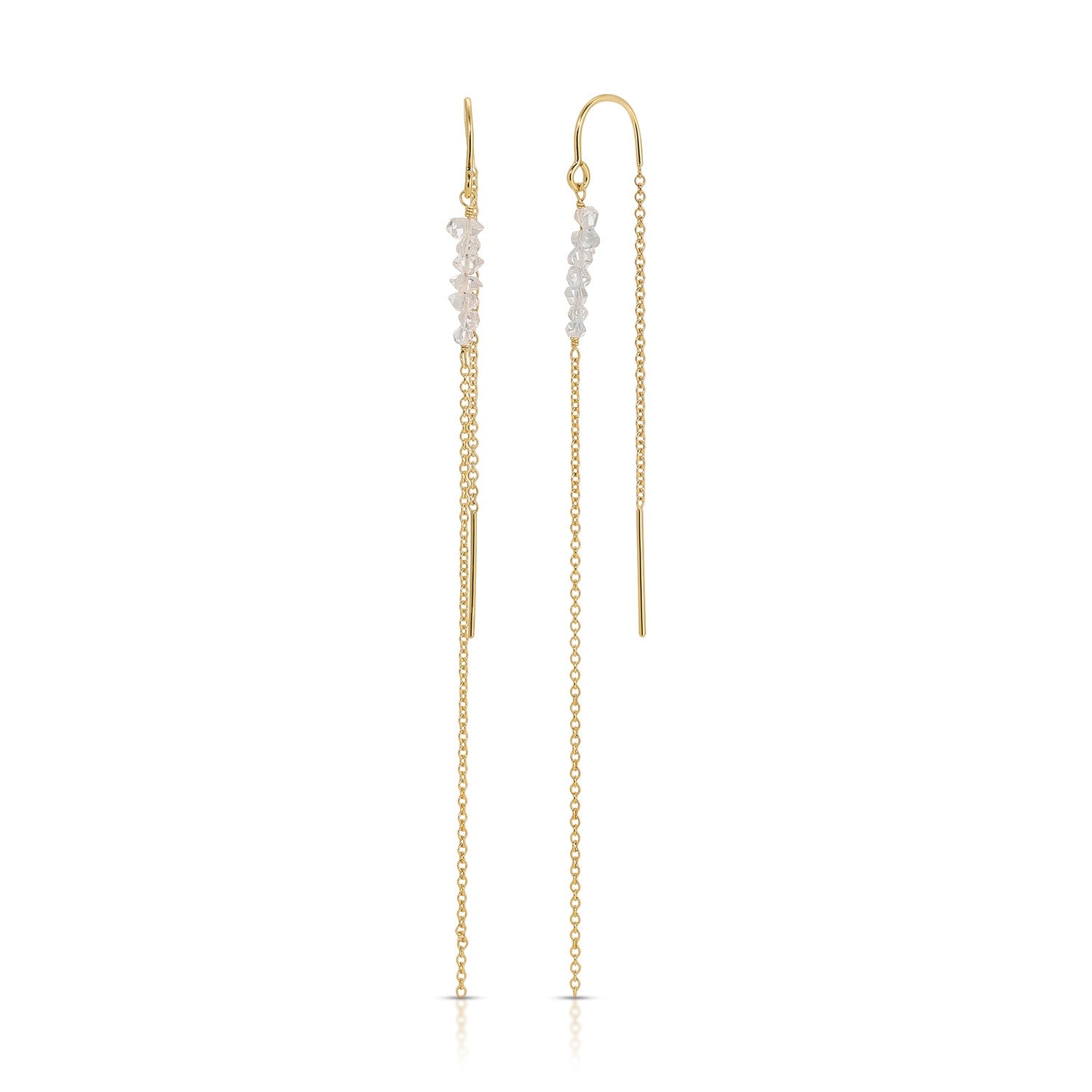 Shine On Tiny Gemstone Threader Earrings - Goldfilled Herkimer Crystal