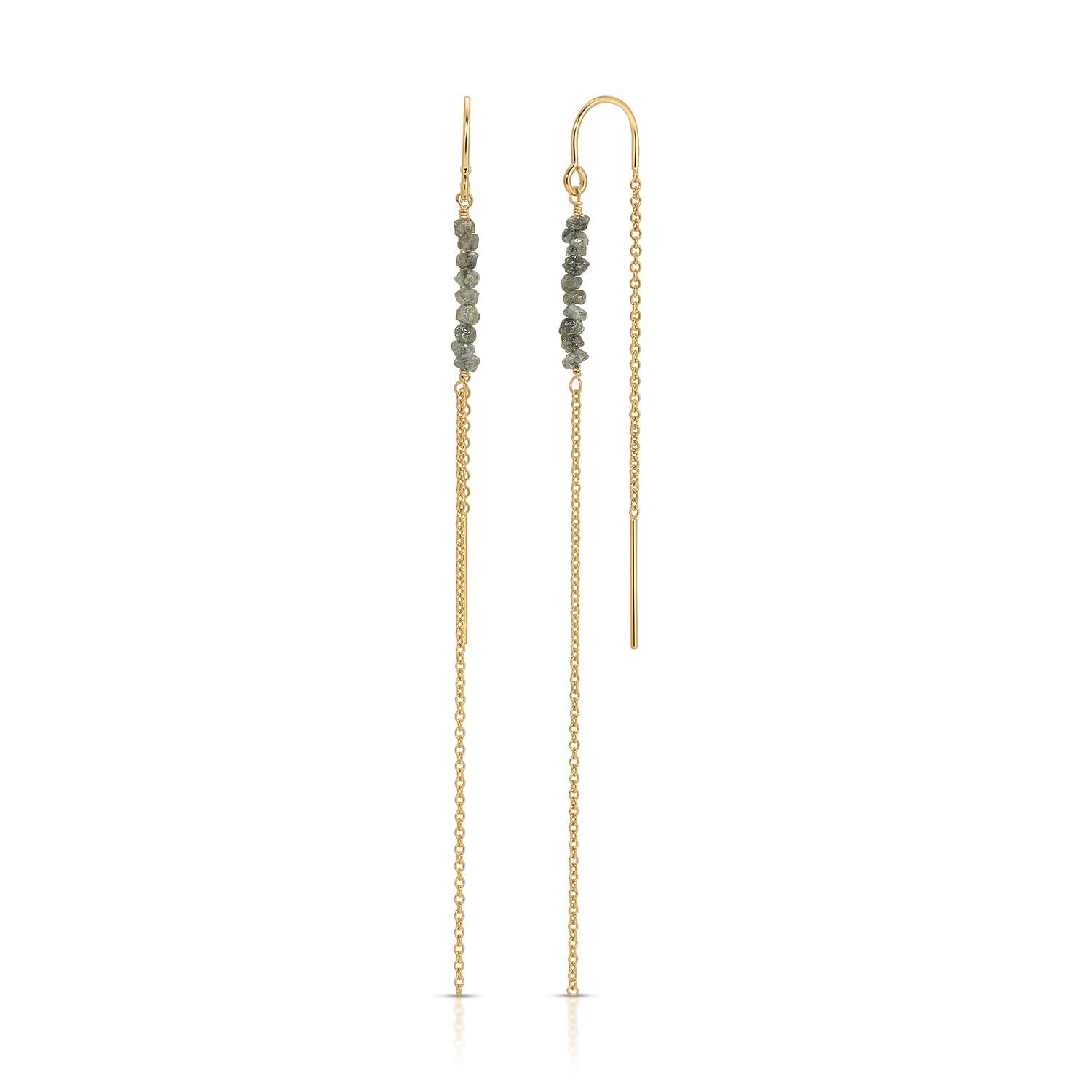 Shine On Tiny Gemstone Threader Earrings - Goldfilled Raw Diamonds