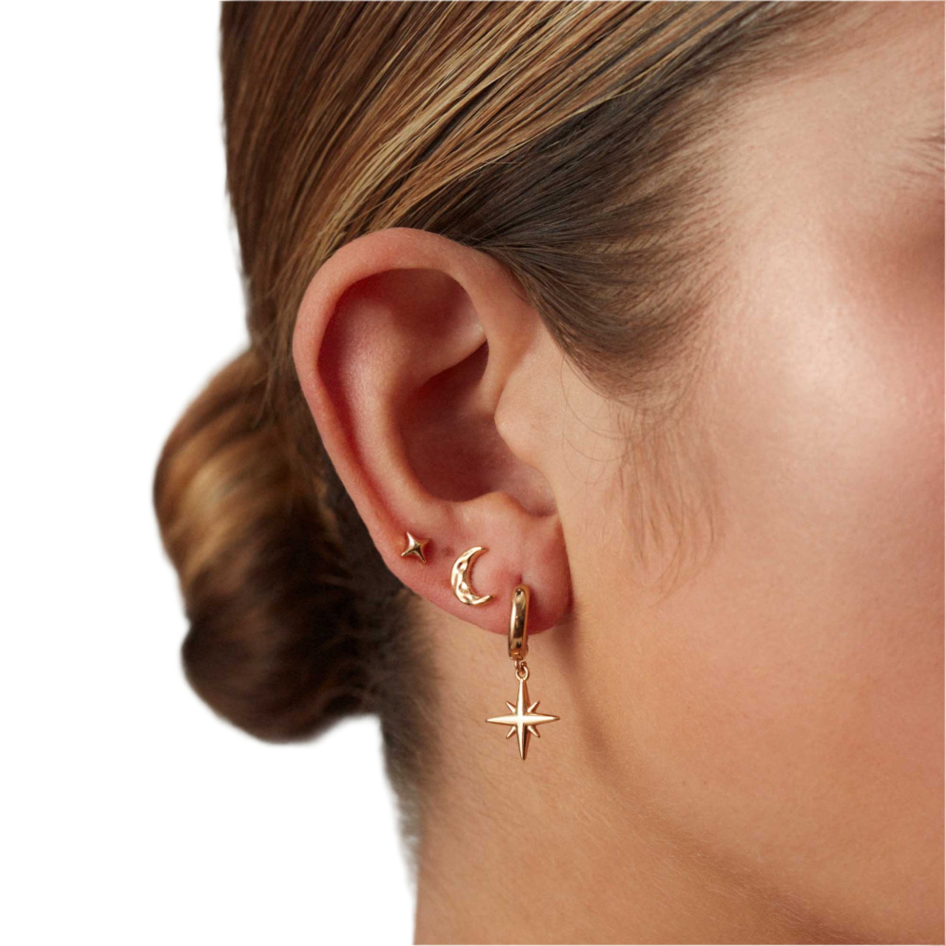 Moon Stud Earrings Silver