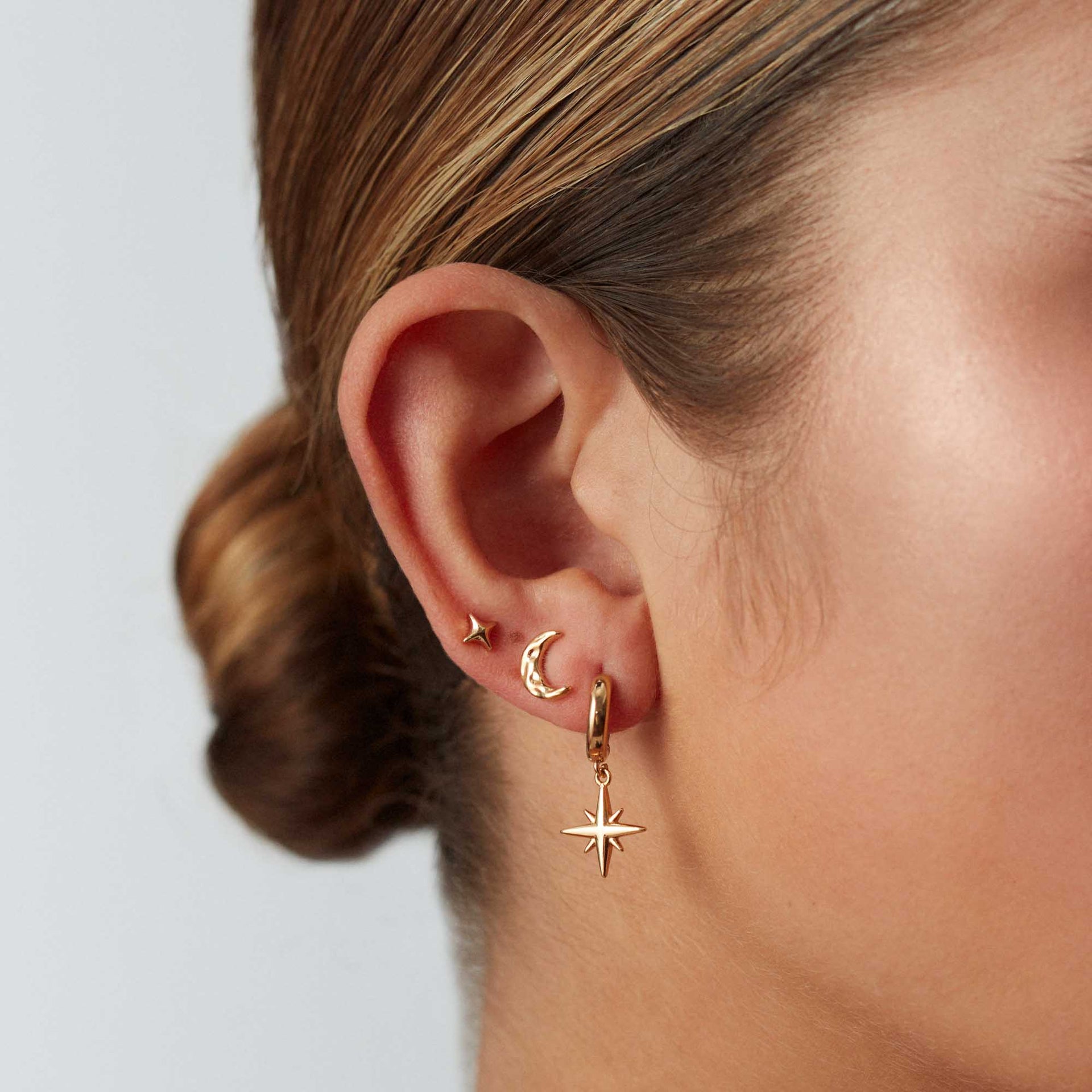 Star Huggie Hoop Earrings Gold