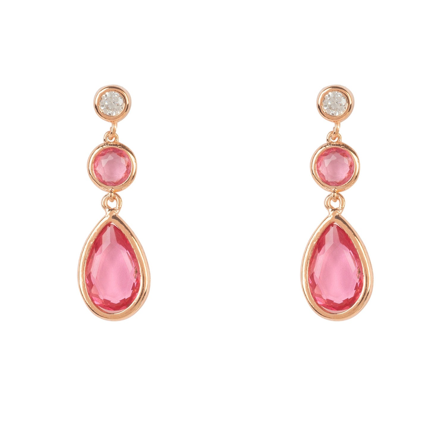 Tuscany Gemstone Drop Earring Rose Gold Pink Tourmaline