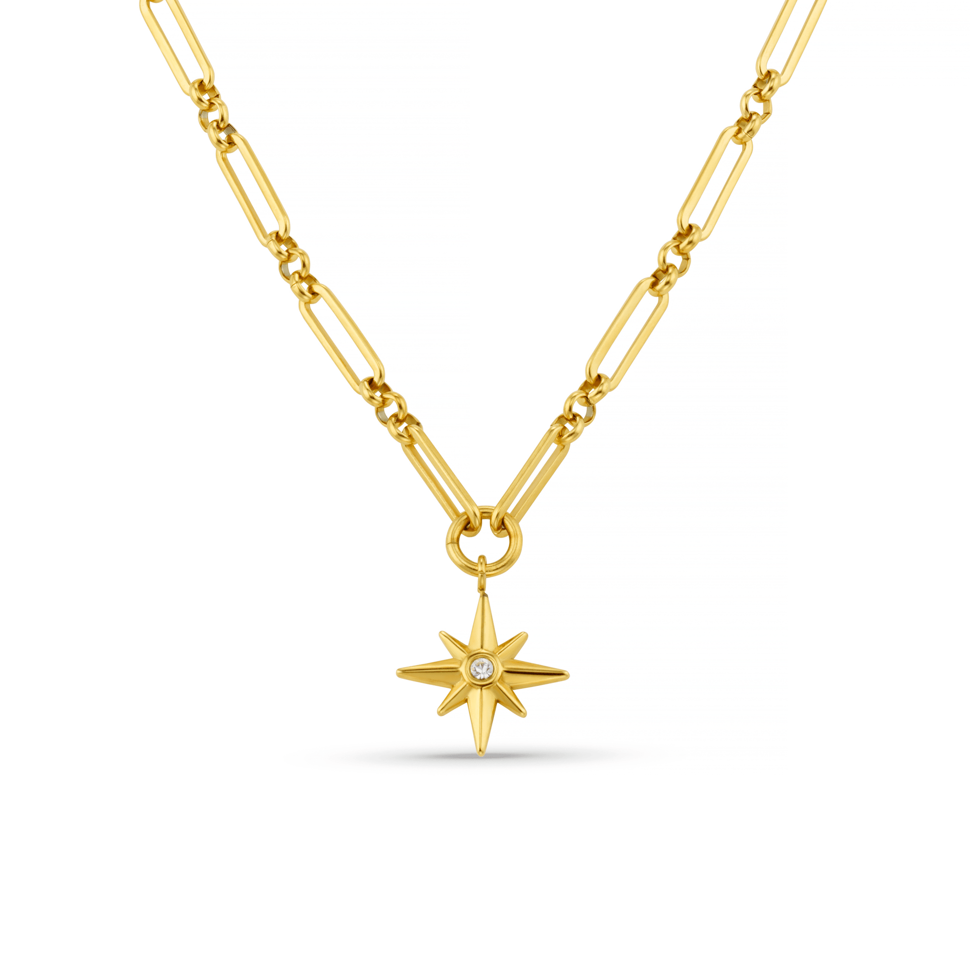 LUXE Linear Link & Crystal Starburst Necklace