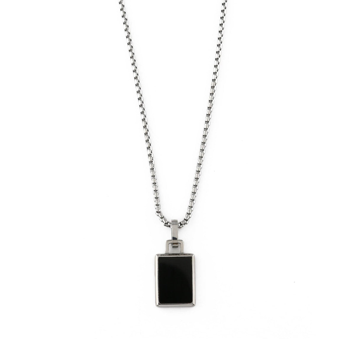 Black Onyx Tag Chain Necklace