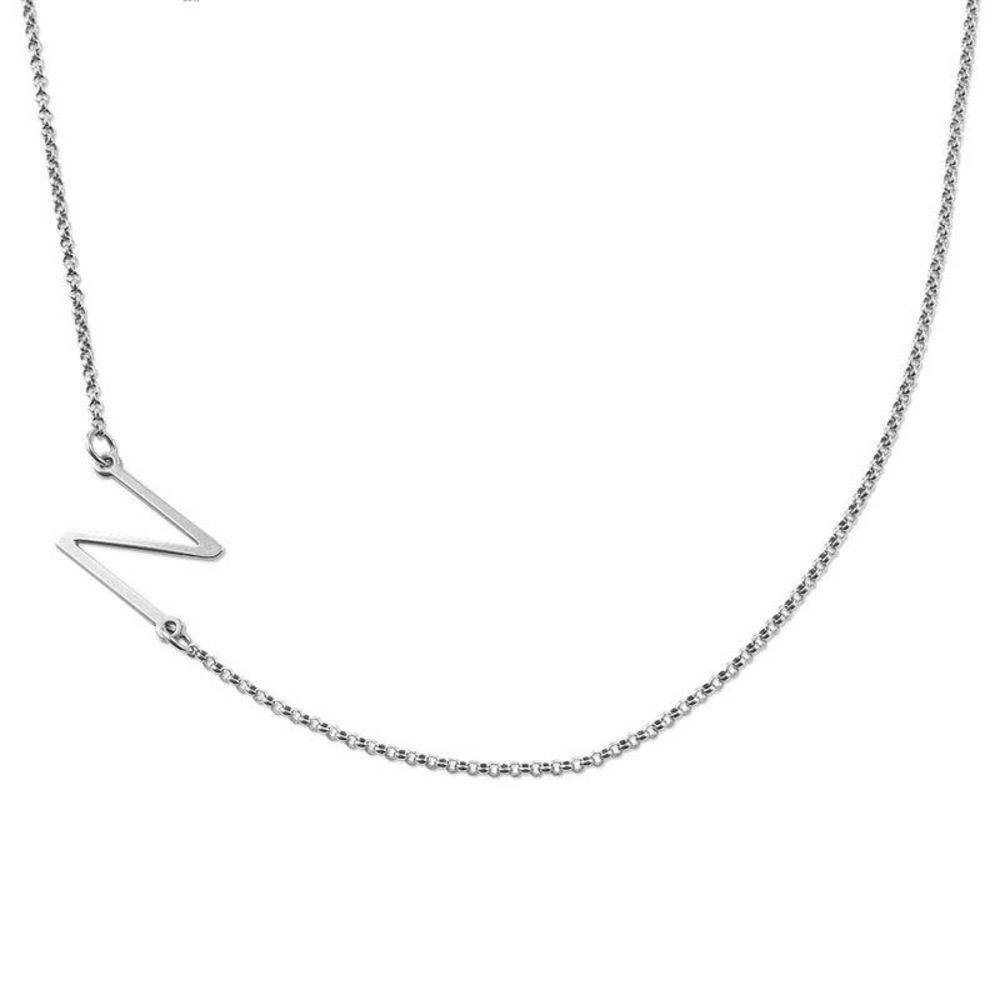Sideways Initial Necklace - Custom Letter Necklace - Silver Initial Necklace - Initial Necklaces