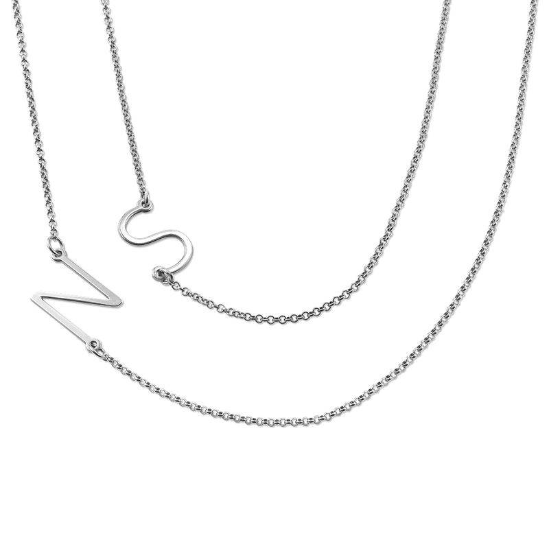 Sideways Initial Necklace - Custom Letter Necklace - Silver Initial Necklace - Initial Necklaces