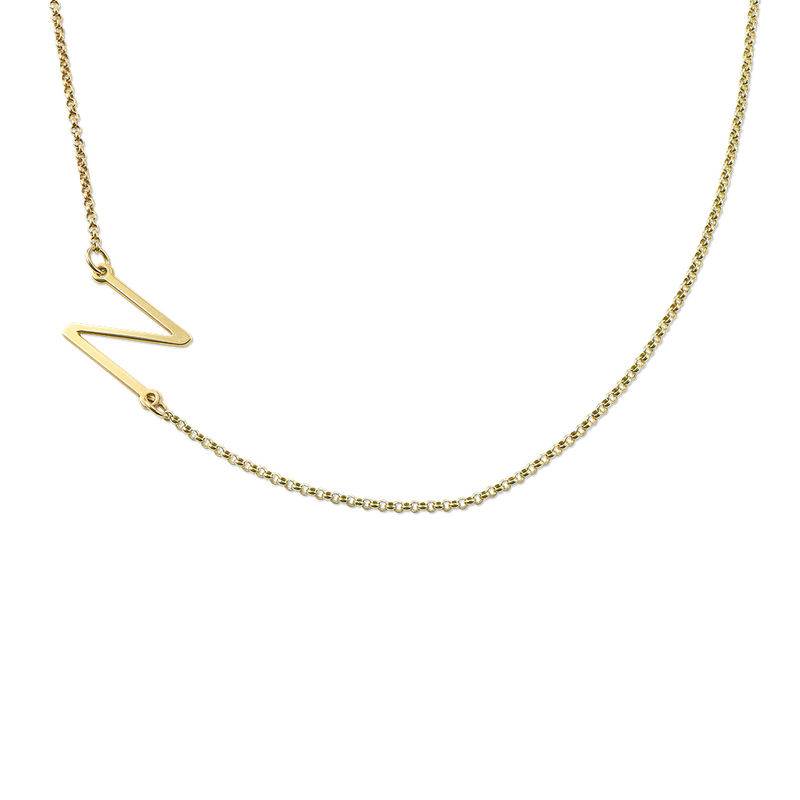 Sideways Initial Necklace in 18k Gold Plating