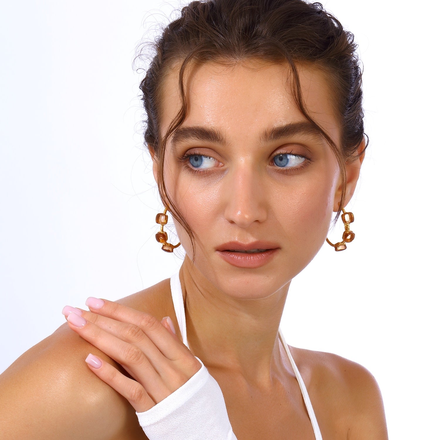 Siena Hoop Earrings - Coral Gold