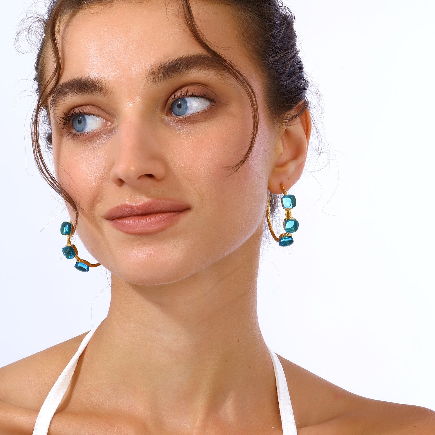 Siena Hoop Earrings - Aquamarine Blue