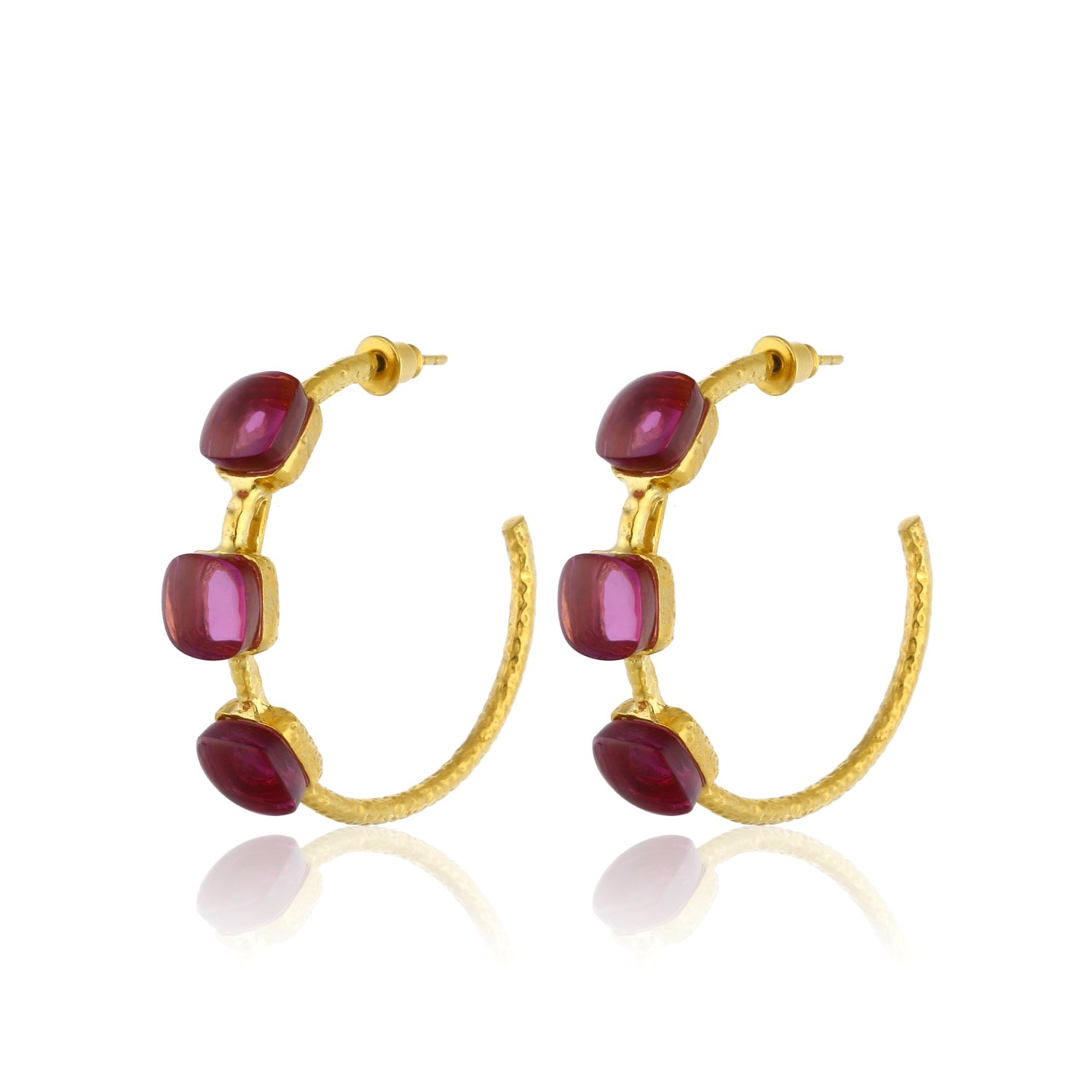 Siena Hoop Earrings - Ruby Pink
